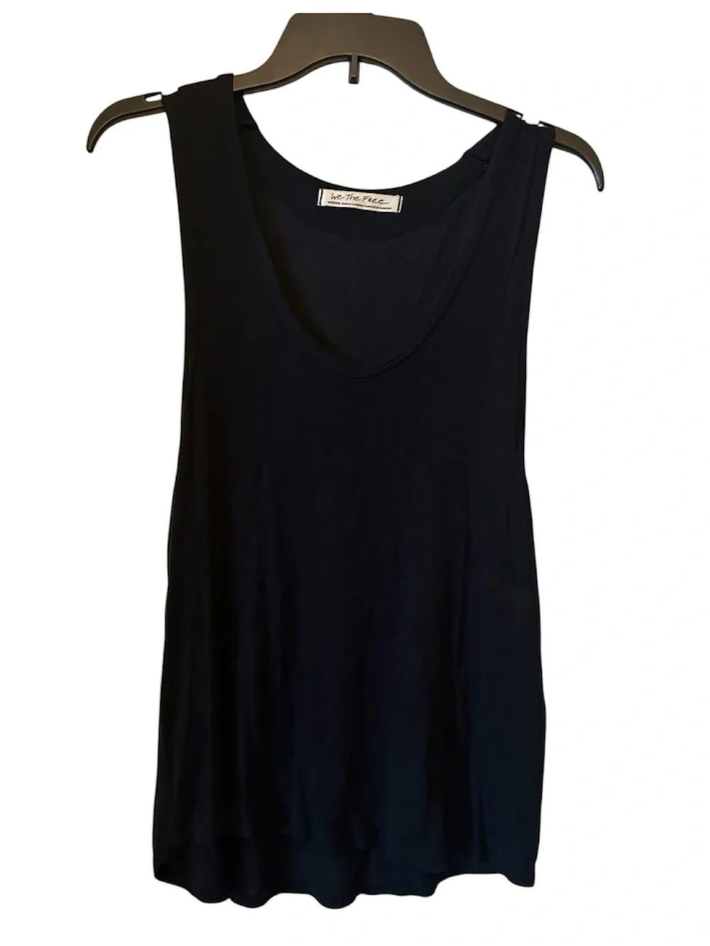 Free People We The Free Black Knit Ribbed Scoop Neck Tank Top Medium